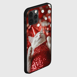 Чехол для iPhone 12 Pro Новогодняя довольная кошка, цвет: 3D-черный — фото 2