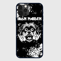 Чехол для iPhone 12 Pro Iron Maiden рок пес, цвет: 3D-черный