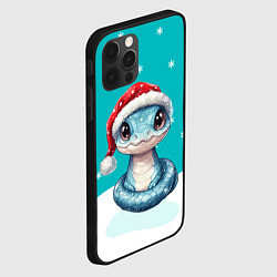 Чехол для iPhone 12 Pro Новогодняя голубая змейка символ 2025, цвет: 3D-черный — фото 2