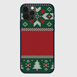 Чехол для iPhone 12 Pro Knitted Christmas Pattern, цвет: 3D-черный