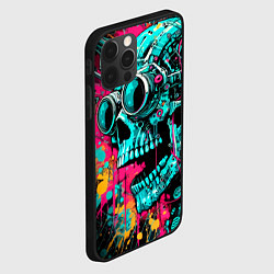 Чехол для iPhone 12 Pro Cyber skull sketch - color blots, цвет: 3D-черный — фото 2