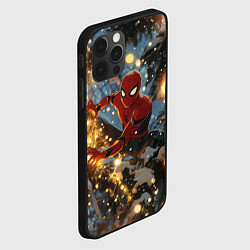 Чехол для iPhone 12 Pro Spiderman на новогодней елке, цвет: 3D-черный — фото 2