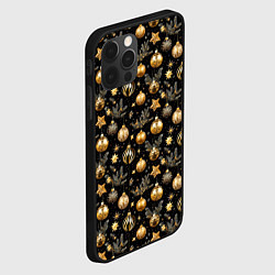 Чехол для iPhone 12 Pro Золотые новогодние шары, цвет: 3D-черный — фото 2