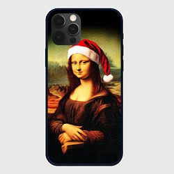 Чехол для iPhone 12 Pro Новогодняя Мона Лиза, цвет: 3D-черный
