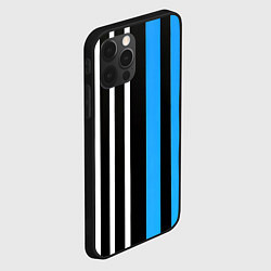 Чехол для iPhone 12 Pro Вертикальные полосы триколор синий, цвет: 3D-черный — фото 2