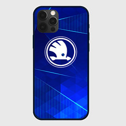 Чехол для iPhone 12 Pro Skoda blue poly, цвет: 3D-черный