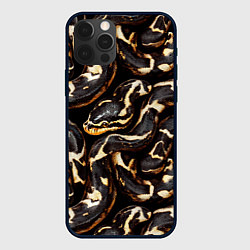 Чехол для iPhone 12 Pro Змея черно-белая, цвет: 3D-черный