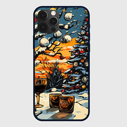 Чехол для iPhone 12 Pro Новогоднее настроение и елка, цвет: 3D-черный
