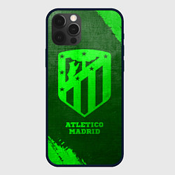 Чехол для iPhone 12 Pro Atletico Madrid - green gradient, цвет: 3D-черный