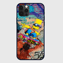 Чехол для iPhone 12 Pro Bart Simpson on a skateboard - graffiti, цвет: 3D-черный