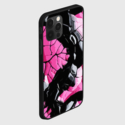 Чехол для iPhone 12 Pro Чёрные линии на чёрно-розовом фоне, цвет: 3D-черный — фото 2