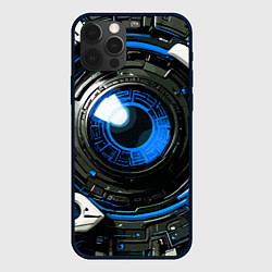Чехол для iPhone 12 Pro Синяя сфера киберпанк, цвет: 3D-черный