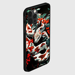 Чехол для iPhone 12 Pro Змея красно-белая и падуб остролистный, цвет: 3D-черный — фото 2
