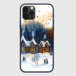 Чехол для iPhone 12 Pro Зимний вечерний город, цвет: 3D-черный