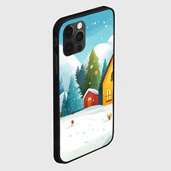 Чехол для iPhone 12 Pro Новогодний городок иллюстрация, цвет: 3D-черный — фото 2