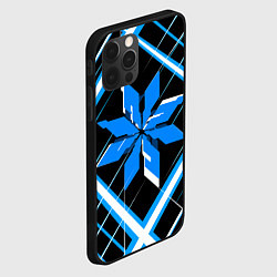 Чехол для iPhone 12 Pro Сине-белая звезда и полосы на чёрном фоне, цвет: 3D-черный — фото 2