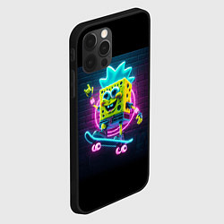 Чехол для iPhone 12 Pro Sponge Bob on a skateboard - ai art fantasy, цвет: 3D-черный — фото 2