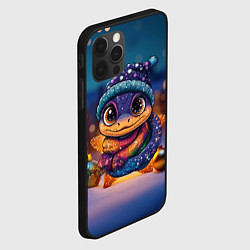 Чехол для iPhone 12 Pro Синяя новогодняя змейка, цвет: 3D-черный — фото 2