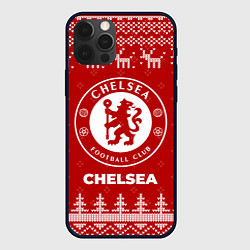 Чехол для iPhone 12 Pro Новогодний Chelsea с оленями, цвет: 3D-черный