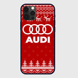 Чехол для iPhone 12 Pro Новогодний Audi с оленями, цвет: 3D-черный