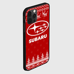 Чехол для iPhone 12 Pro Новогодний Subaru с оленями, цвет: 3D-черный — фото 2