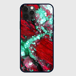 Чехол для iPhone 12 Pro Голубой минерал в красном камне, цвет: 3D-черный