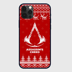 Чехол для iPhone 12 Pro Новогодний Assassins Creed с оленями, цвет: 3D-черный