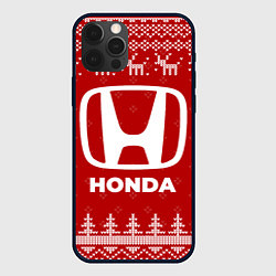 Чехол для iPhone 12 Pro Новогодний Honda с оленями, цвет: 3D-черный