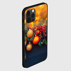 Чехол для iPhone 12 Pro Новогодние шары и рябина, цвет: 3D-черный — фото 2