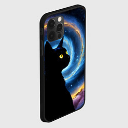 Чехол для iPhone 12 Pro Кот на фоне космоса, цвет: 3D-черный — фото 2