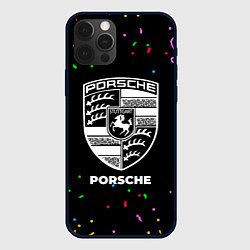 Чехол для iPhone 12 Pro Porsche конфети, цвет: 3D-черный