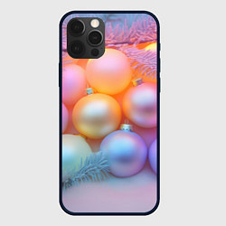 Чехол для iPhone 12 Pro Нежные новогодние шарики, цвет: 3D-черный