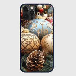 Чехол для iPhone 12 Pro Большие новогодние шары, цвет: 3D-черный