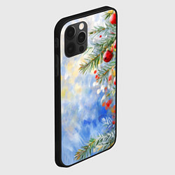 Чехол для iPhone 12 Pro Пейзаж новогодние игрушки и елка, цвет: 3D-черный — фото 2