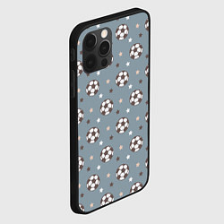 Чехол для iPhone 12 Pro Футбольные мячи и звезды на голубом, цвет: 3D-черный — фото 2