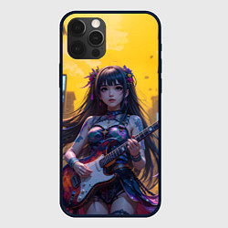 Чехол для iPhone 12 Pro Аниме девушка с электрогитарой, цвет: 3D-черный