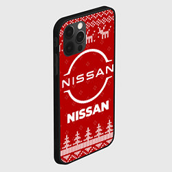 Чехол для iPhone 12 Pro Новогодний Nissan с оленями, цвет: 3D-черный — фото 2