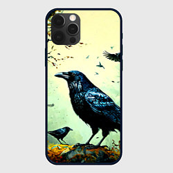 Чехол для iPhone 12 Pro Черный ворон в осеннем лесу, цвет: 3D-черный