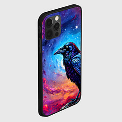 Чехол для iPhone 12 Pro Черный ворон на фоне космоса, цвет: 3D-черный — фото 2