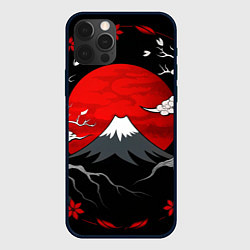 Чехол для iPhone 12 Pro Японский вулкан, цвет: 3D-черный