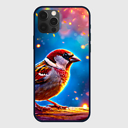 Чехол для iPhone 12 Pro Воробей искристый, цвет: 3D-черный
