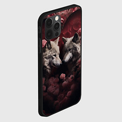 Чехол для iPhone 12 Pro Волк и волчица в сердце, цвет: 3D-черный — фото 2