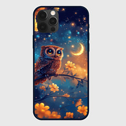 Чехол для iPhone 12 Pro Сова на ветке, цвет: 3D-черный