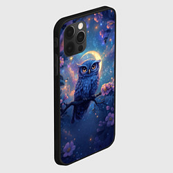 Чехол для iPhone 12 Pro Сова и фиолетовые цветы, цвет: 3D-черный — фото 2