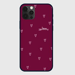 Чехол для iPhone 12 Pro Сердца ко дню Святого Валентина, цвет: 3D-черный