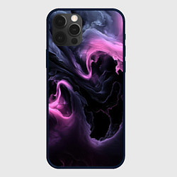 Чехол для iPhone 12 Pro Фиолетовое пламя на черном, цвет: 3D-черный