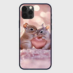 Чехол для iPhone 12 Pro Влюбленные белочки с сердечком, цвет: 3D-черный