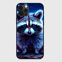 Чехол для iPhone 12 Pro Енот в разрядах молний, цвет: 3D-черный