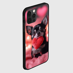 Чехол для iPhone 12 Pro Чихуахуа с сердечком, цвет: 3D-черный — фото 2