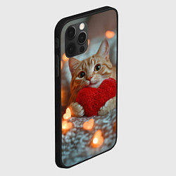 Чехол для iPhone 12 Pro Рыжий кот держит сердечко, цвет: 3D-черный — фото 2